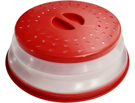 Cubierta para placa de microondas tapa plegable para placa de comida fácil agarre tapa protectora para placa de microondas roja ZMDECQNA