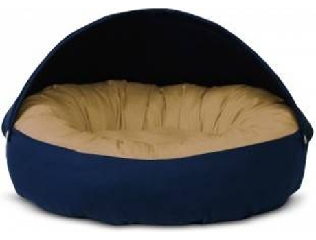Cama Redonda para Perros y Gatos GAUTY Tela de sarga (Beige y Azul Oscuro - 57 cm)
