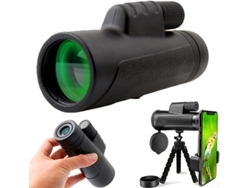 Telescopio monocular 12x50 HD con prisma Bak4, IP68, compatible con smartphones, trípode, senderismo, caza, camping, aves, fútbol, espectáculos, negro.