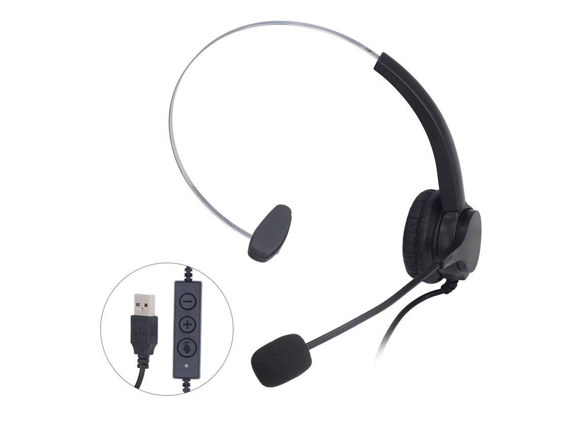 Auriculares Usb Con Micrófono, Cancelación De Ruido, Volumen Ajustable Y Diadema Mono Para Uso En Oficina O Computadora.