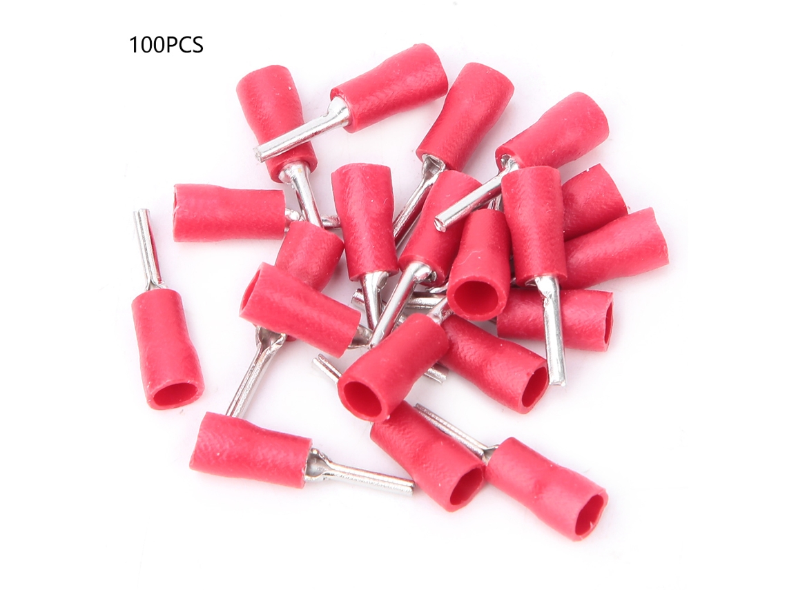 100 Piezas Terminales De Pico Aisladas Ptv1.25-10 De Cobre Para Cable, Conector De Crimpado Frío
