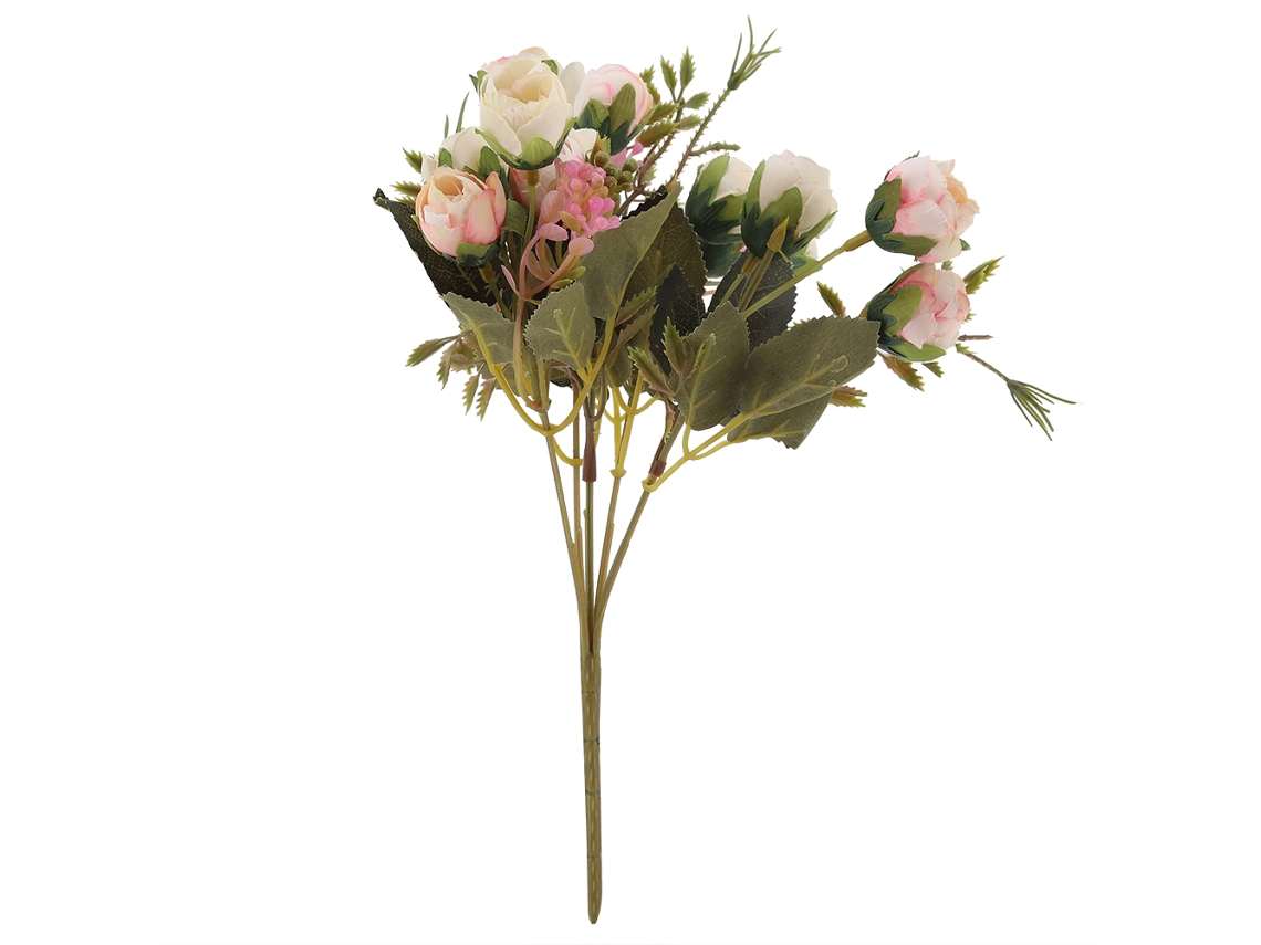 RNEMITERY Ramo Artificial de 15 Flores de Plástico Rosa Pastel para Decoración de Cumpleaños/Boda/Restaurante