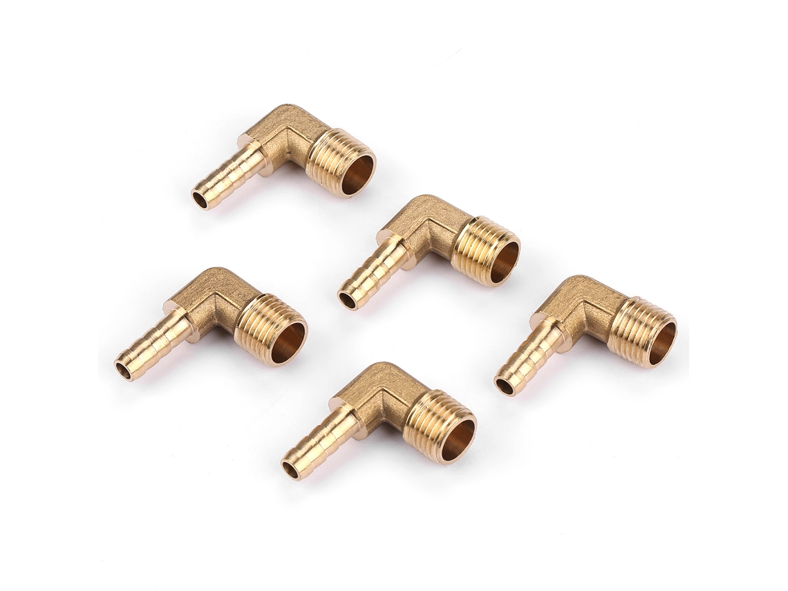 Conector De Codo De Latón De 90 Grados Con Rosca Macho Para Manguera De 6 Mm (1/4").