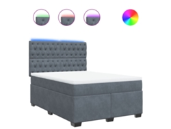 Maison Exclusive - Cama Box Spring Con Colchón Terciopelo Gris Oscuro 140x190 Cm