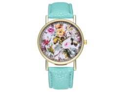 Reloj De Pulsera De Cuarzo A La Moda Con Esfera Redonda De Piel Sintética (negro)