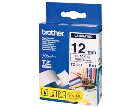 FITA P/ROTULAD.BROTHER TZ-231 12MM BR/PR