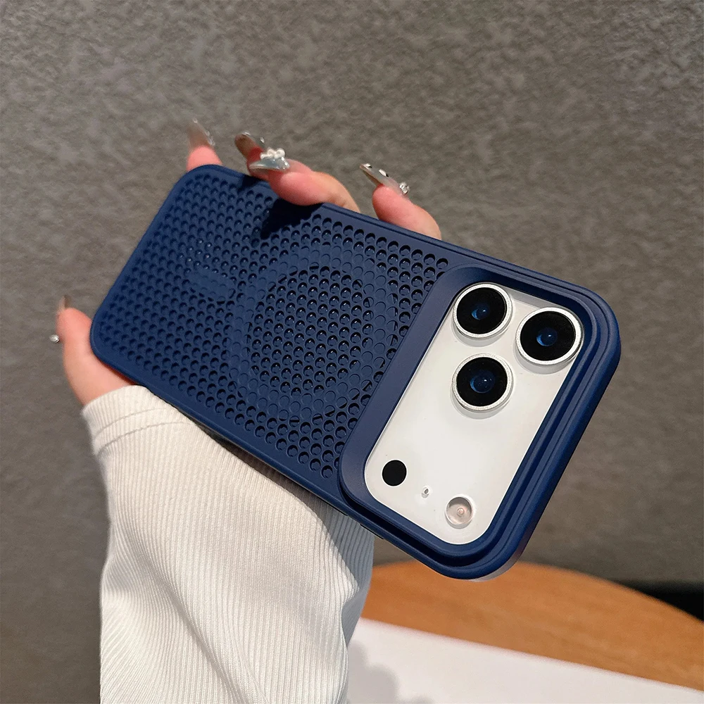 (iphone 14 Azul) Funda De Refrigeración Con Diseño De Panal Para Iphone, Cubierta Protectora Magnética Magsafe