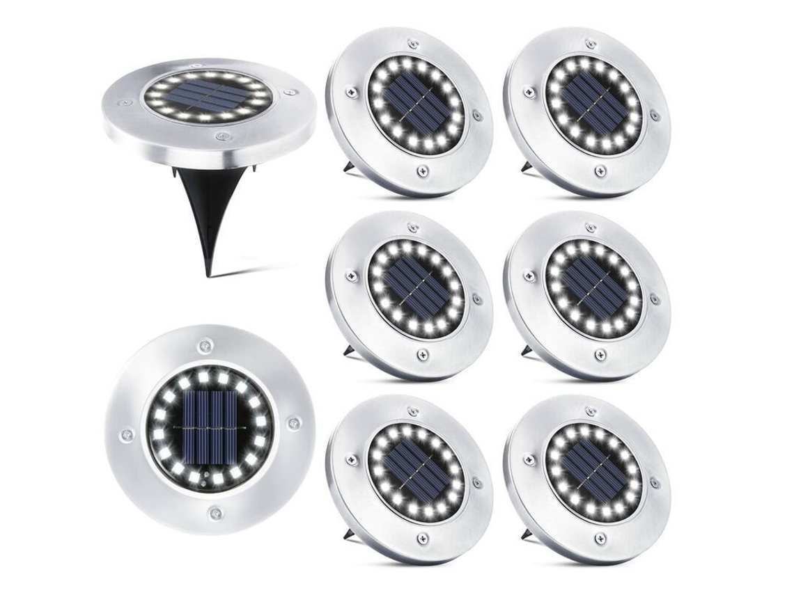 Paquete De 8 Focos Solares Con 16 Led - Resistente Al Agua Ip65 Para Jardín/patio (luz Diurna De 6000k)