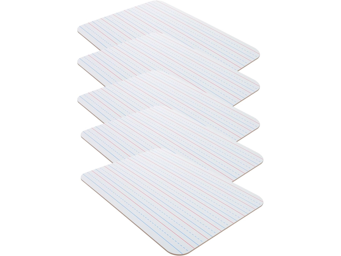 Juego de pizarras blancas de doble cara de 23 x 30 cm con líneas para escritura a mano, números y alfabeto. Ligeras y portátiles.