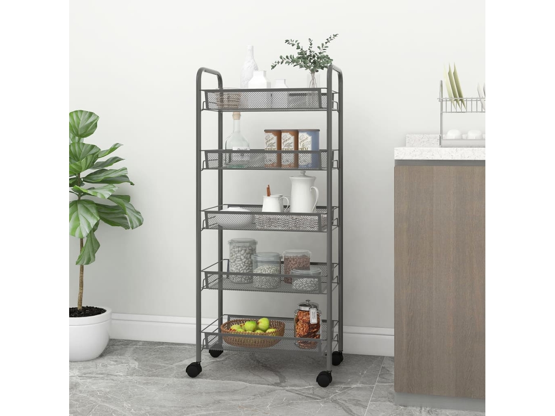 Carrito De Cocina 5 Niveles Hierro Gris 46x26x105 Cm