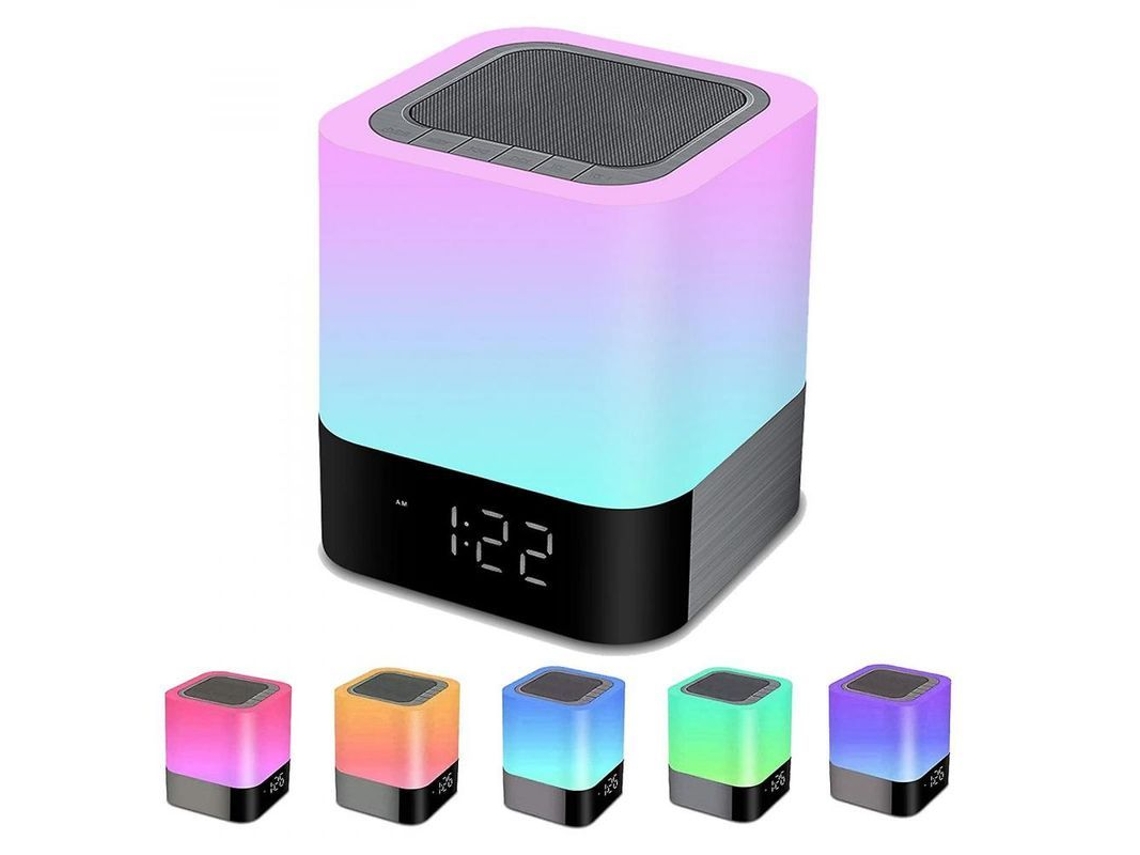 Lámpara De Mesa Con Despertador, Altavoz Bluetooth, Luz Nocturna Led Rgb Ajustable, Inalámbrica, Ppi