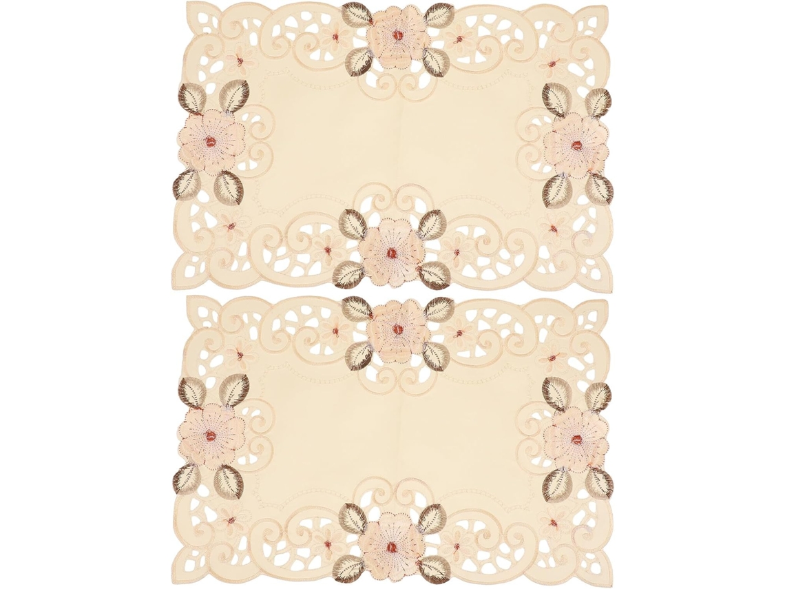 Juego De Manteles Individuales Clásicos Bordados, 2 Piezas, Tela Lavable Y Reutilizable, Para Bodas
