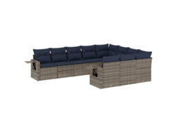 Maison Exclusive - Conjunto De Sofá De Jardín De 10 Piezas Con Cojines, Poliratán Gris