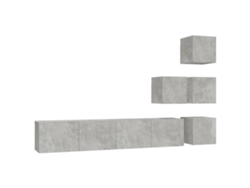 Mueble de TV de pared de madera procesada color gris cemento EXCLUSIVO DE MAISON