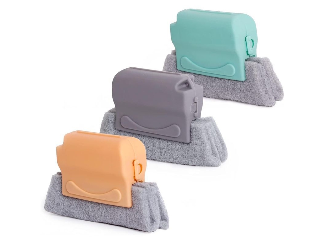Cepillo Para Limpiar Ranuras De Ventanas Y Puertas, Herramienta De Limpieza Manual, 3 Piezas (beige, Gris, Azul)