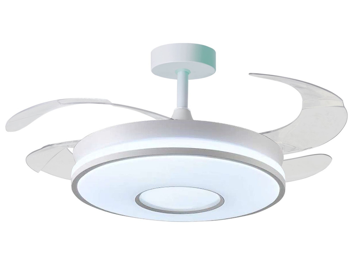 Ventilador de techo Bel Air Home Alice DC, blanco, con 4 aspas retráctiles, LED de 72 W, 3000|4000|6500 K. Ideal para salas de estar y dormitorios.
