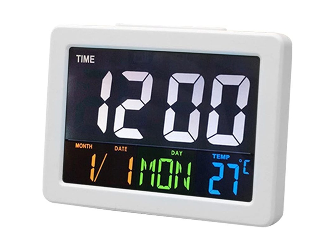 2026-reloj Despertador Led Con Calendario, Temperatura Y Función Snooze (blanco)