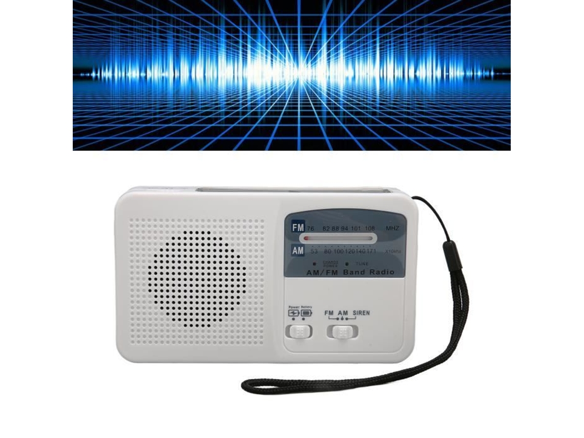 HURRISE Radio de Emergencia Solar Multifuncional Manivela Portátil Recargable Radio de Emergencia con Video Radio de Coche Blanco