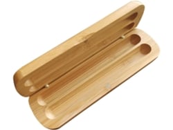 Estuche Para Lápices Solustre De Bambú Con Dos Compartimentos Para Bolígrafos, A Prueba De Polvo Con Cierre Suave, Caja