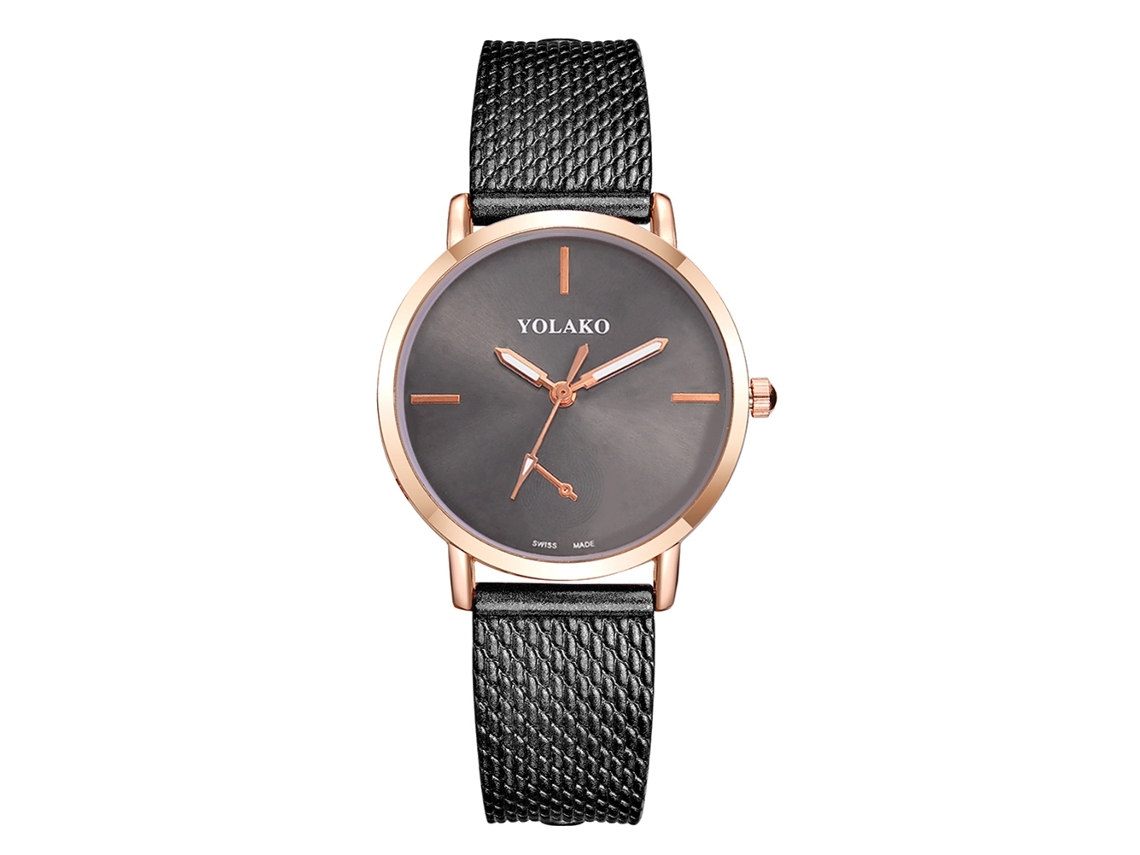Reloj De Pulsera De Cuarzo Informal Para Mujer Con Esfera Redonda Y Correa De Plástico Negra.