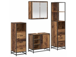 Conjunto de muebles de baño con puerta, 4 piezas, madera antigua, MAISON EXCLUSIVE