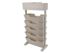 Librero de plástico blanco y beige, estrecho, con estantes de exhibición para sala, dormitorio y cocina, 40,6 x 71,1 cm