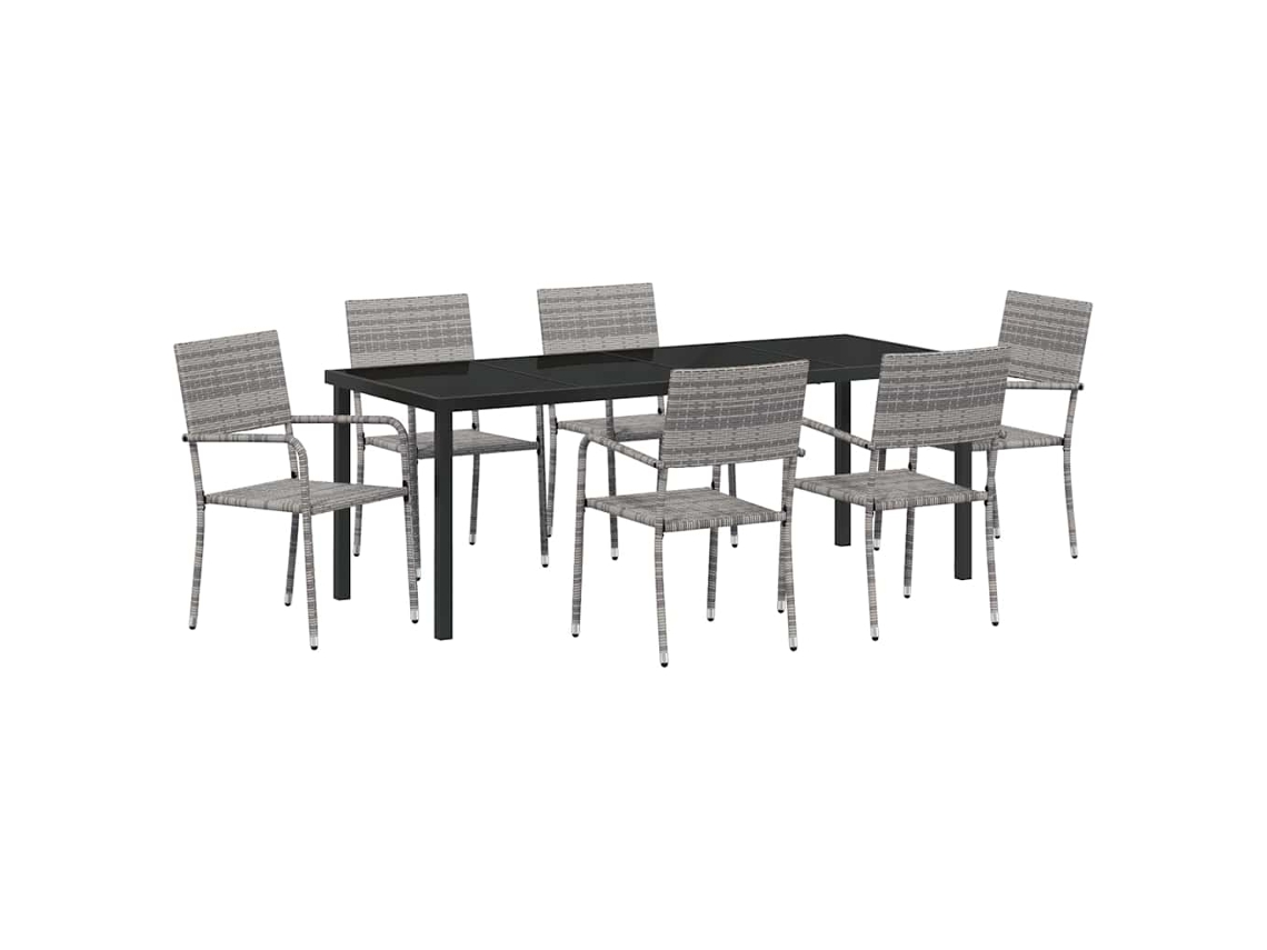 Maison Exclusive - Conjunto De Comedor De Jardín 7 Pcs Gris Ratán Sintético