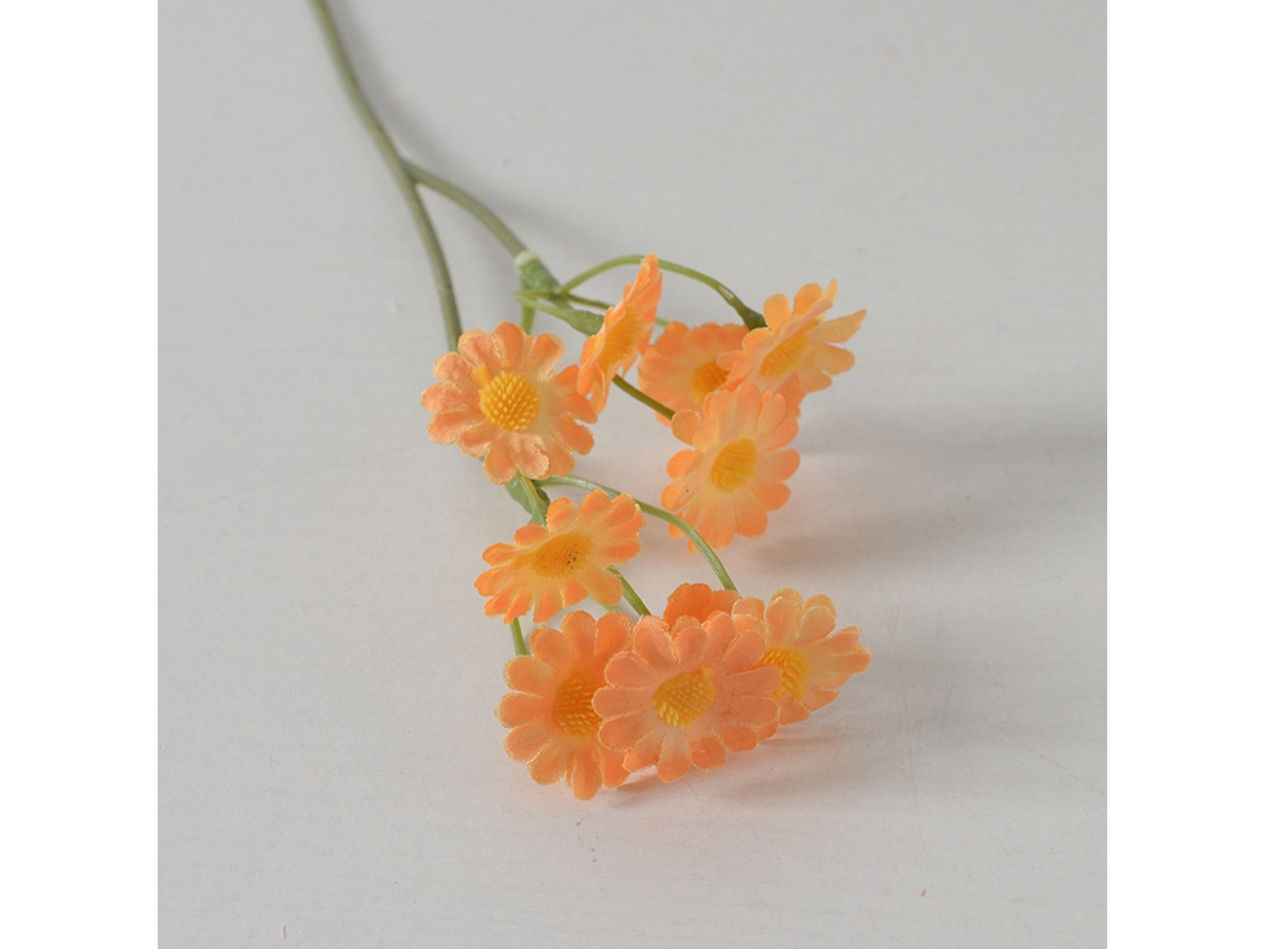 Ramo De Flores Artificiales De Manzanilla, Decorado Con 6 Crisantemos - Naranja
