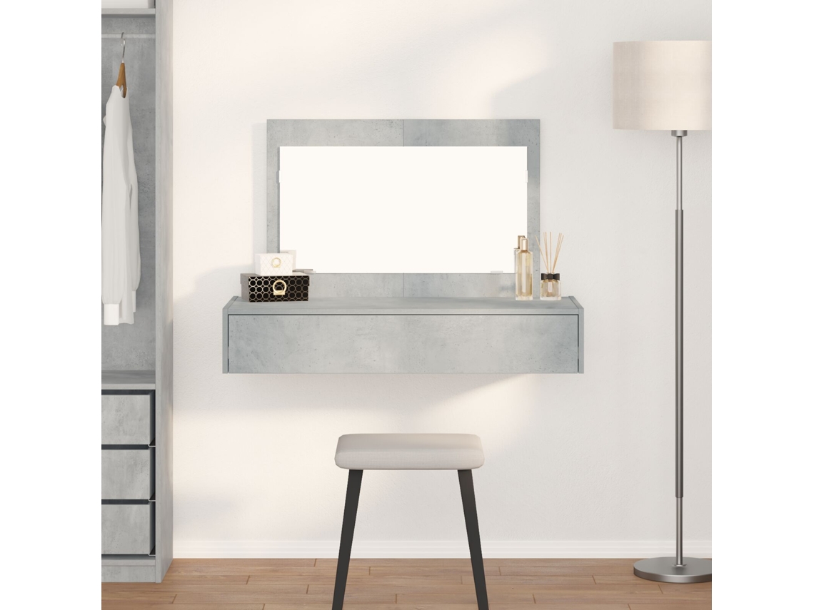 Mesa De Tocador Colgante Gris Concreto 100x40x70 Cm