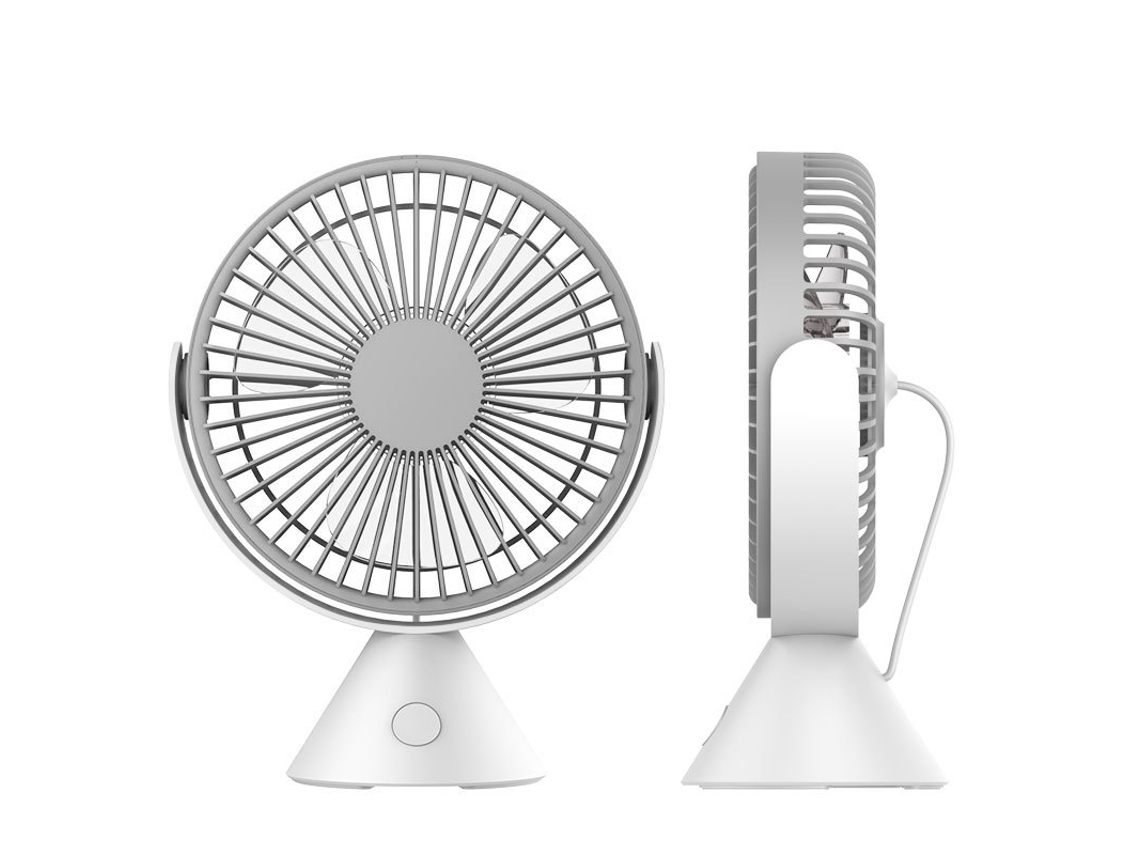 Ventilador De Mesa/escritorio, 3 Velocidades, Usb, Rotación De 360°, 1500 Mah, Gris