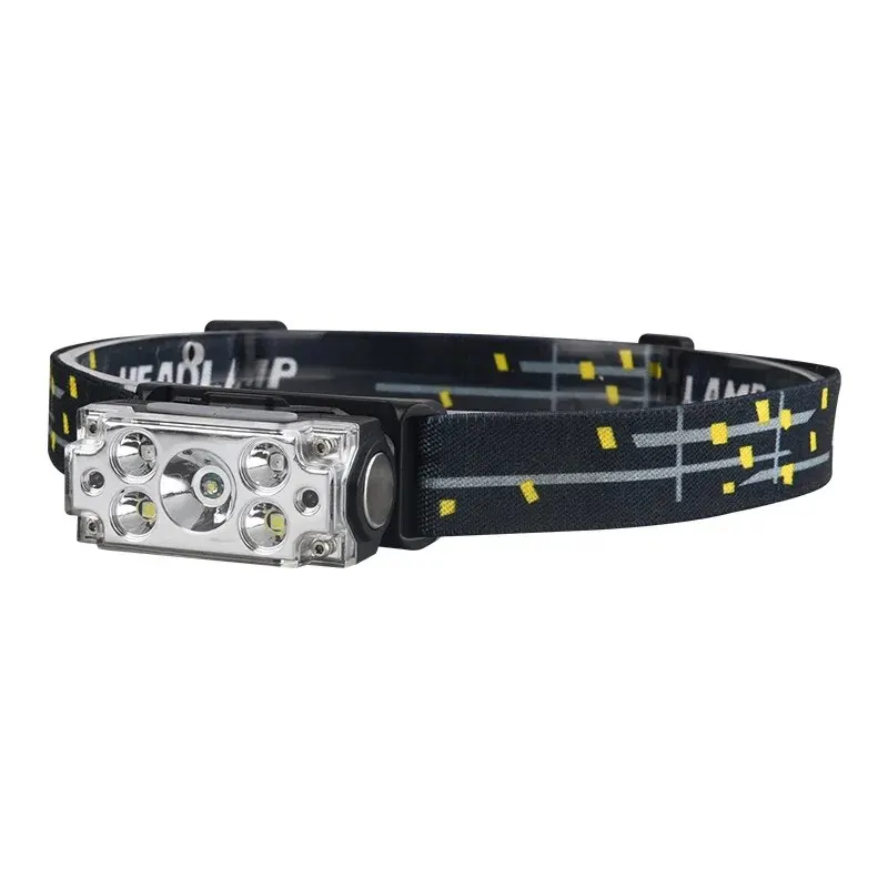 Mini linterna frontal doble COB - Sensor - Clip para tapa - 5 modos de iluminación - Uso en exteriores - Linterna frontal con sensor