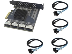 Adaptador De Tarjeta De Expansión Ssd X4 De 16 Puertos 3.0 Y 6 Gbps Pci-e A Mini Sff-8087