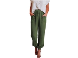 2026-pantalones Jogger Sueltos Para Mujer Con Cintura Elástica Y Cordón, Bolsillos, Tela Suave Y Transpirable Xxl Verde Ejército