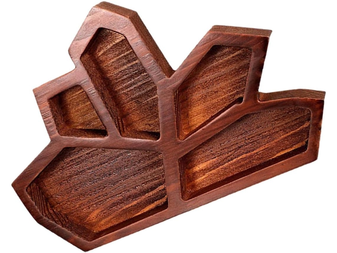 Bandeja Decorativa Madera Natural Forma Cristal Gótico Ideal Joyas Piedras Preciosas Versátil Exhibir Hogar