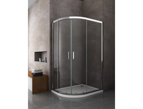 Cabina de Ducha GIORGY 6 mm Semicircular Angulada con Perfil Cromado y Reversible Dx con Plato Incluido - 80 x 120 cm