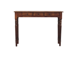 Consola con patas torneadas en marrón, 3 cajones, marrón oscuro, Muebles Artesanos