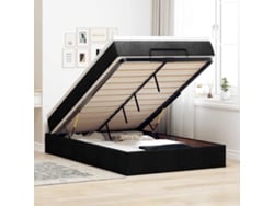 Estructura cama otomana colchón tela negro 120x200cm