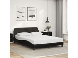 Estructura De Cama Sin Colchón Cuero Sintético Negro 120x200 Cm