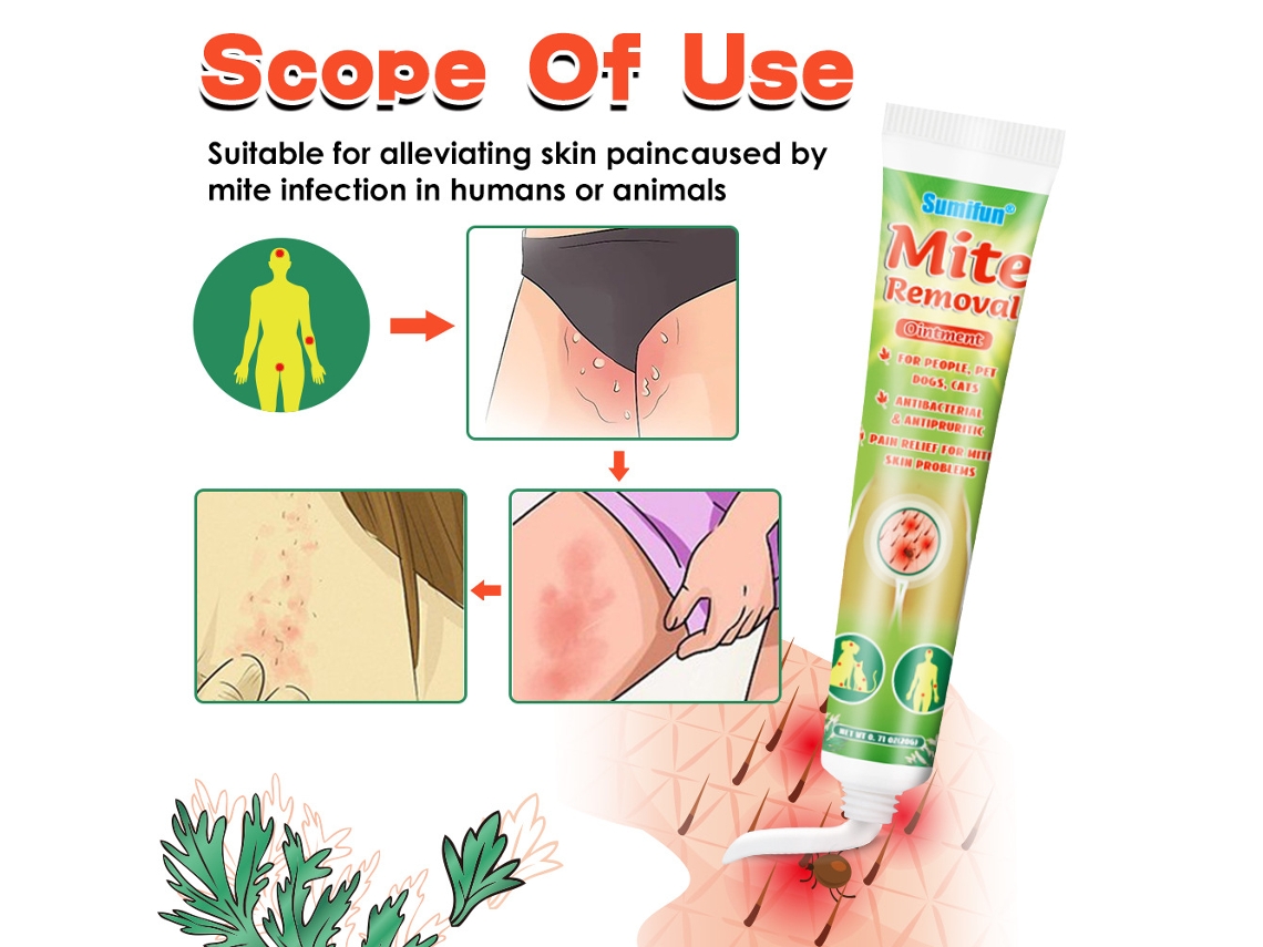 Crema para eliminar ácaros de 20g, no picante, antipicazón, uso externo, ungüento para sarna, piojos púbicos, piel, eccema, Dermatitis, yeso para adultos