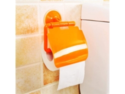 Portarrollos De Papel Higiénico Con Ventosa Y Tapa Para Baño Naranja