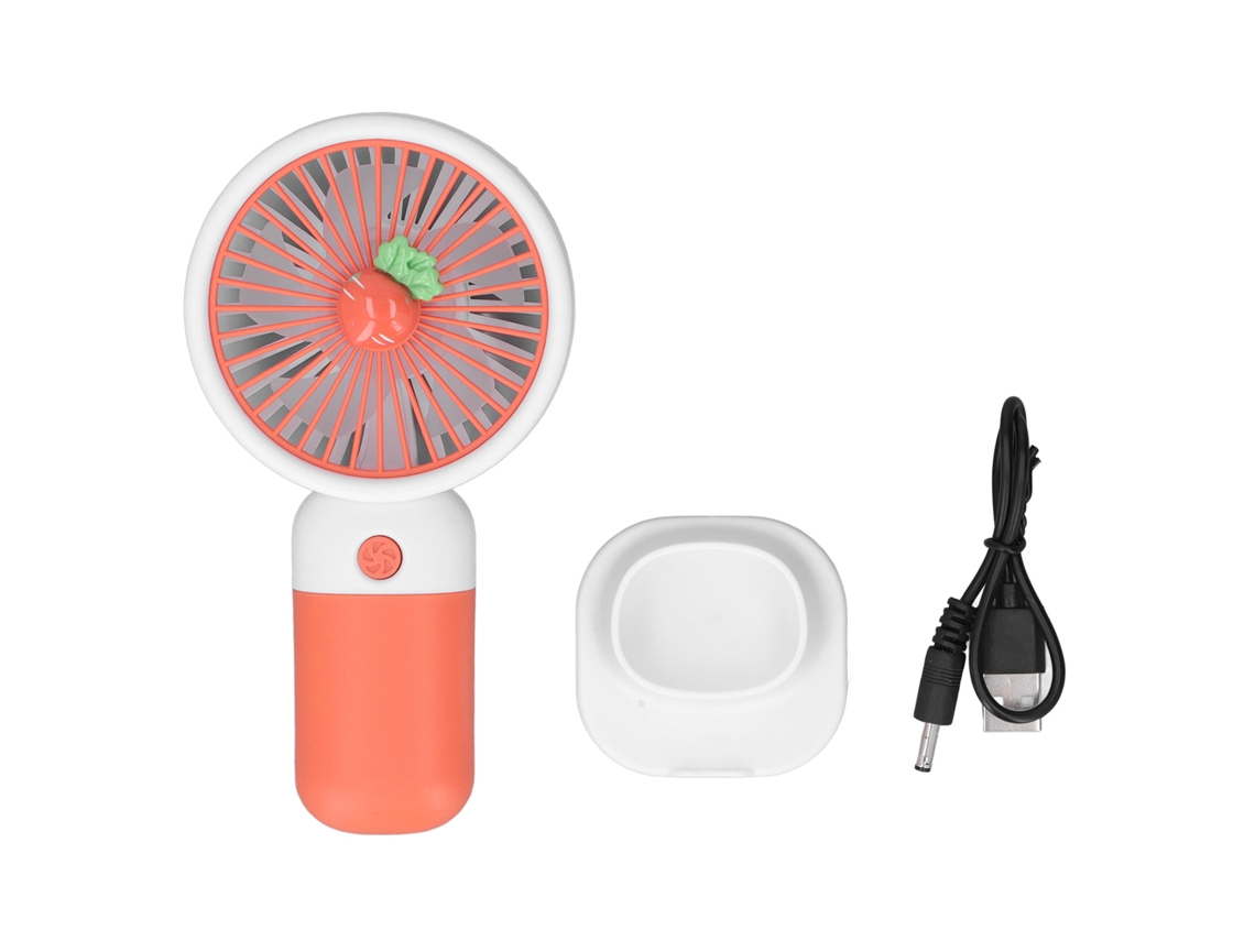 Ventilador De Mão Portátil Pequeno Cartoon Cenoura Laranja Usb Recarregável Para Viagem