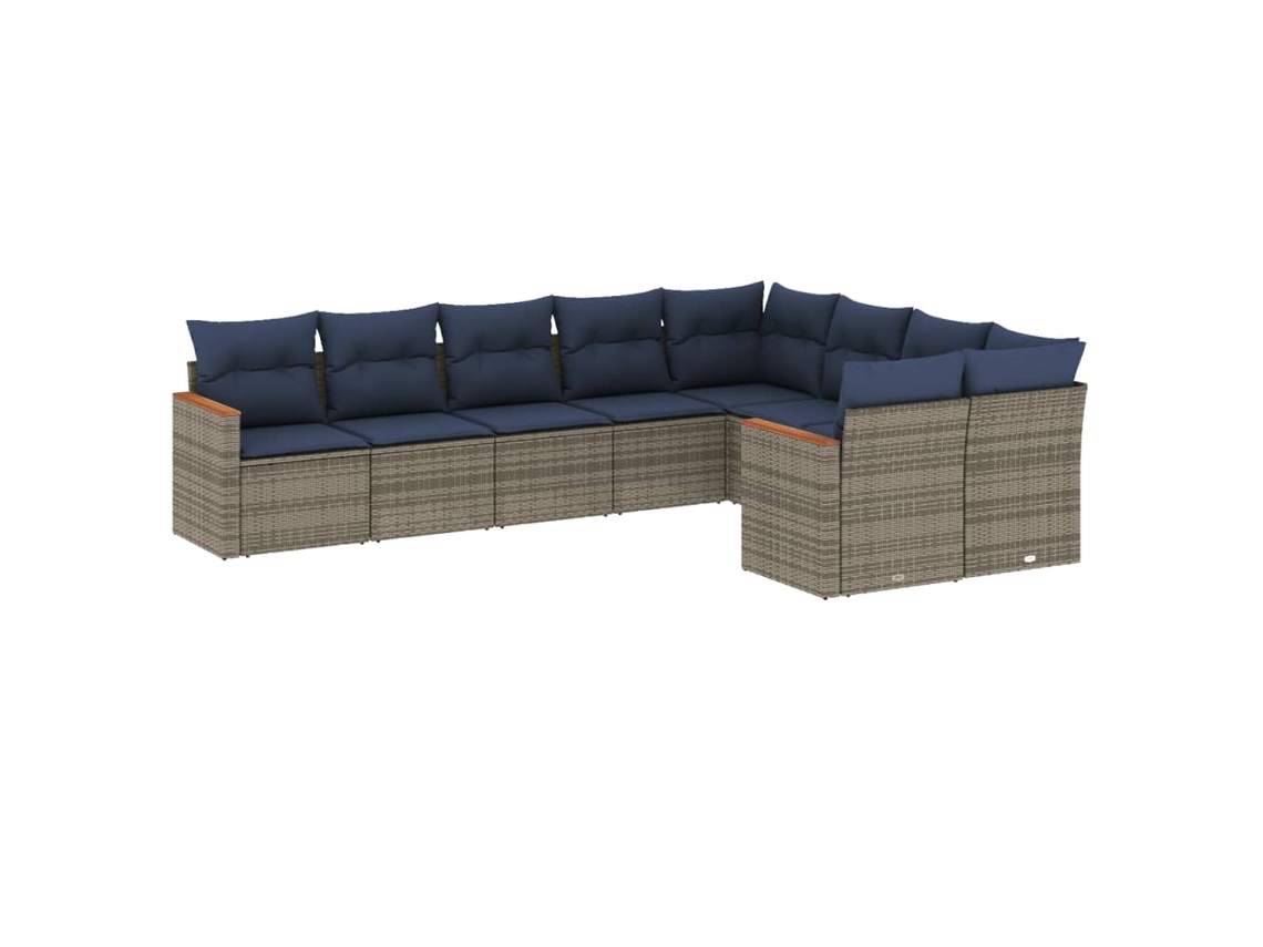 Maison Exclusive - Conjunto De Sofá De Jardín De 9 Piezas Con Cojines, Poliratán Gris