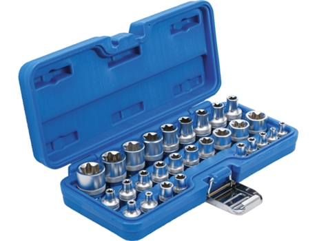 Juego De Llaves De Vaso E-Torx Entrada BGS 6,3 Mm 1/4" / 12,5 Mm (1/2") E4 - E24 28 Piezas