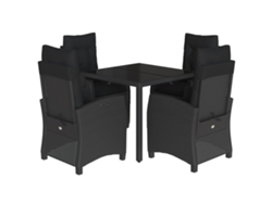 Maison Exclusive - Juego de comedor de jardín de 5 piezas con cojines de mimbre negros