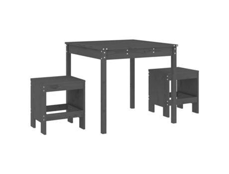 Conjunto 3 Mesa y sillas de jardín VIDAXL madera maciza de pino gris