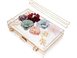 Clutch De Casamento Elegante Em Acrílico Com Estampa Floral, Ideal Para Banquetes E Coquetéis.