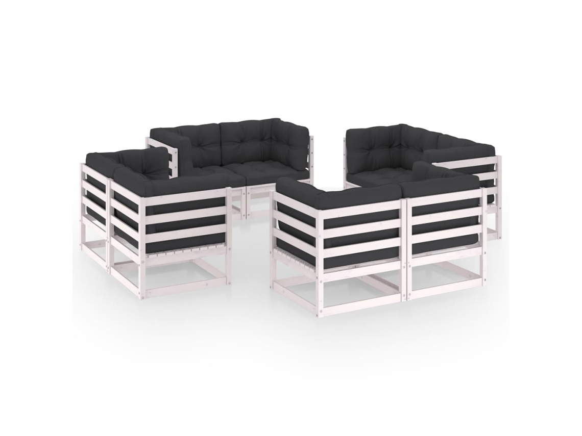 Conjunto de muebles de jardín con cojines de pino macizo, Dkd Home Decor