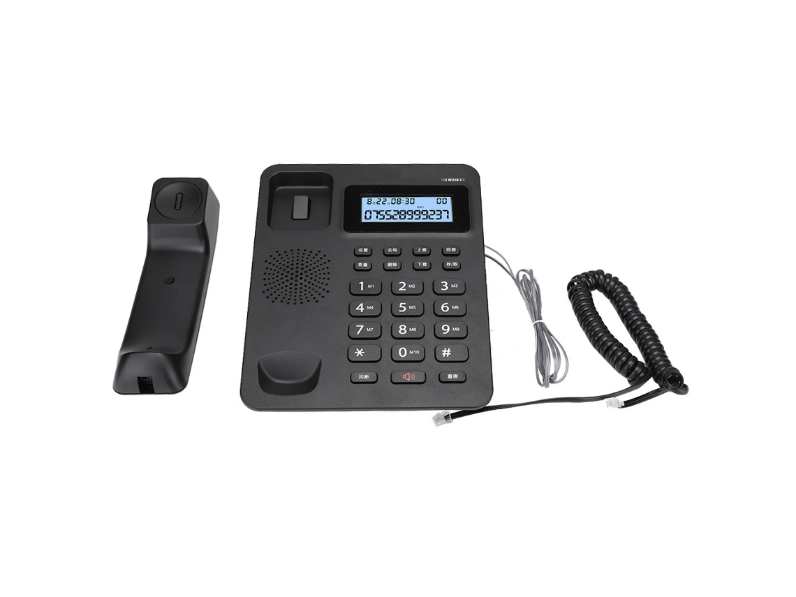 Teléfono de escritorio con cable multifuncional para oficina en casa, color negro