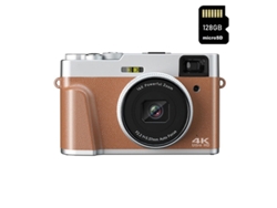 Cámara fotos réflex digital DC202L Retro Regalo de cámara 4K 48MP Enfoque automático ZOOM 16X Pantalla de 2,8 pulgadas + 128GB - Marron SZSMART