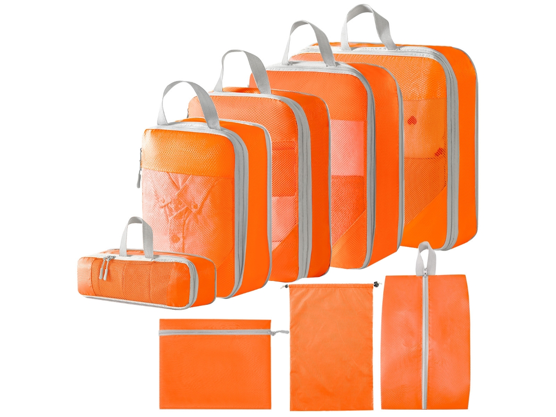 Conjunto De Bolsas Organizadoras Para Malas, Pacote Com 8 Chrui (laranja)